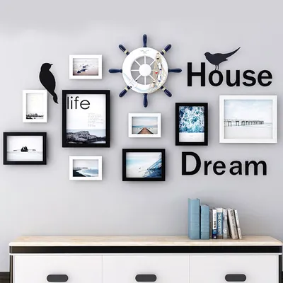Produktbild von Bilderrahmen, 9er Set Fotorahmen, Fotogalerie, Collage Frame, 10-Zoll-HD-Rahmen, 7-Zoll-Posterrahmen, Plexiglas, 5-Zoll-Fotocollage, ohne Bohren