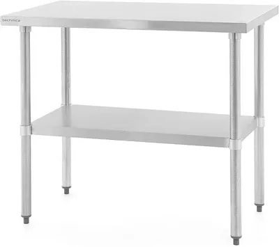 Imagen del producto de Mesa de trabajo de acero inoxidable para cocina, 140x60x85 cm, mesa de trabajo para taller