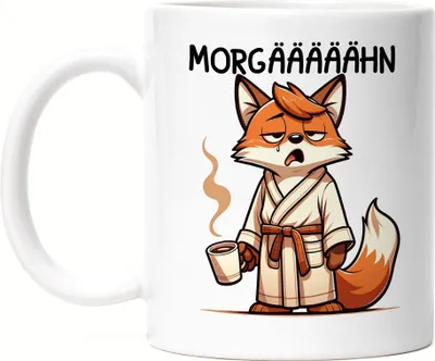 Produktbild von Morgääään Müder Fuchs Tasse Weiß - Lustiges Geschenk für Kollegen