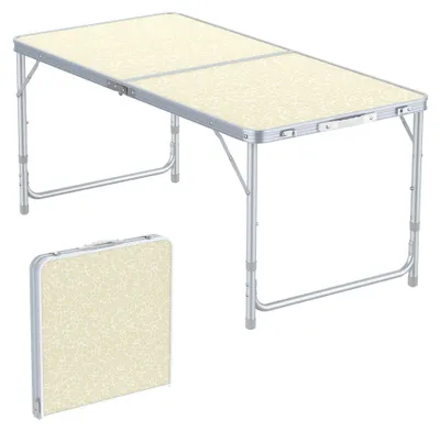 Produktbild von Toboli Campingtisch klappbar 120x60x70cm höhenverstellbar 54/61/70cm Klapptisch Aluminiumrahmen und Tischplatte aus MDF tragbarer Multifunktionstisch Buffettisch Camping Tisch Garten faltbar