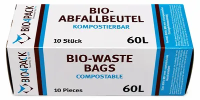Produktbild von -Abfallbeutel, 100% kompostierbar, 60 Liter, 600 x 800 mm, 30 µm 50 Beutel / 5 Faltschachteln