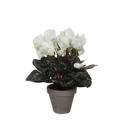 Produktbild von Mica Decorations Cyclamen Kunstpflanze im Blumentopf Stan - H30 x Ø30 cm - Weiß