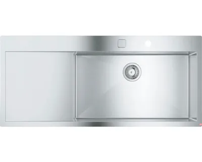 Imagen del producto de GROHE K1000, lavabo empotrado de acero inoxidable, 116 x 52 cm, con zona de escurrimiento y pila ubicada a la derecha