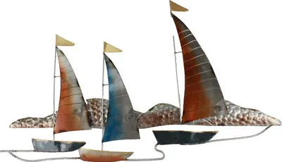 Produktbild von Wanddeko Schiff Metall Segelboot Wandbild Maritim Deko Boot Skulptur Figur