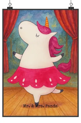 Produktbild von Mr. & Mrs. Panda Bild Einhorn Ballerina Design DIN A2 - Weiß - Geschenk, Unicorn, Kunstdruck, Wohnung, Wandbild, Geburtstag, Einhörner, poster, wanddeko, drucke