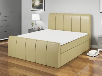 Produktbild von Boxspringbett TEO 140x200 mit 2 Bettkästen, Bonell-Matratze und Topper. Farbe: Hellbraun