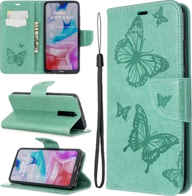 Produktbild von Mobigear Butterfly  Xiaomi Redmi 8 Hülle Klapphülle Geldbörse - Türkis
