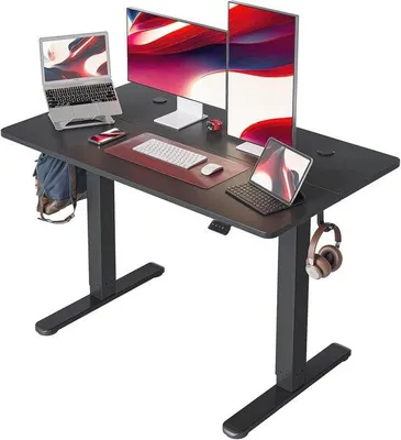 Productafbeelding van Elektrisch verstelbaar sta-bureau 120 x 60 cm met T-poten, geheugenfunctie en anti-botsingssysteem - Zwart