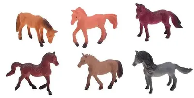 Immagine prodotto di Set regalo di cavalli giocattolo, 6 pezzi in vari colori, per bambini dai 3 anni in su