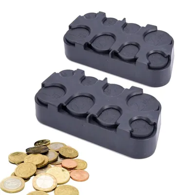 Produktbild von Münzbox 2 Stück Kleingeld Aufbewahrung Euro Münzhalter 8 Fächer Schwarz