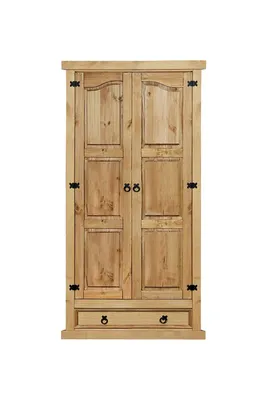 Produktbild von SIT Möbel Kleiderschrank | 2 Türen, 1 Schublade | Kiefer-Holz massiv | Natur | B 102 x T 56 x H 205 cm | 19001-33 | Serie SCHRANK