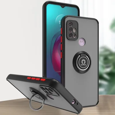 Produktbild von Moto G10 / G20 / G30 Hülle, Ring Halter Ständer Matte Transluzent TPU Rahmen Stoßfest Schutzhülle für Motorola Moto G10 / G20 / G30 Dunkelgrau