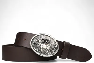 Produktbild von FRONHOFER Trachtengürtel mit Trachtengürtelschnalle Hirsch Motiv in Silber