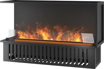 Zdjęcie produktu dla Narożny kominek parowo-wodny L1200 do zabudowy z wielokolorowym płomieniem, efektem 3D i sterowaniem za pomocą aplikacji, zbiornik 2,4 l - 120 cm