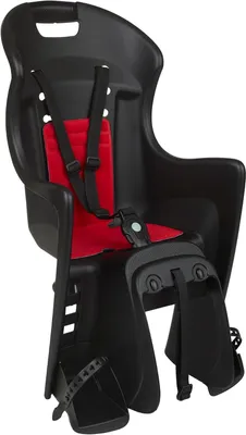 Image de Siège enfant pour vélo - Siège arrière pour enfants - Conduite en toute sécurité - Repose-pieds réglables - De 9 à 22 kg - Noir et rouge