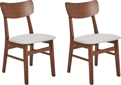 Produktbild von BELIANI Esszimmerstuhl 2er Set Grau Stoffbezug mit Dunklen Holzbeinen Hohe Rückenlehne Retro Klassisches Design für Wohnzimmer Esstisch Gastronomie