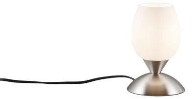 Obrázok produktu pre Stolná lampa - V 18 cm - farba matný nikel - biela - kov - sklo - dotykový senzor