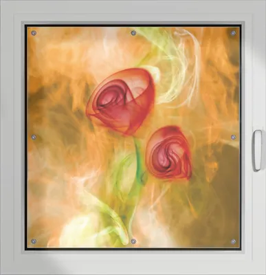 Produktbild von Wallario Lichtschutzbild, Dekorativer Sichtschutz Sonnenschutz 96 x 93 cm mit Motiv: Abstrakte Rosen - Verdunklung ohne Bohren