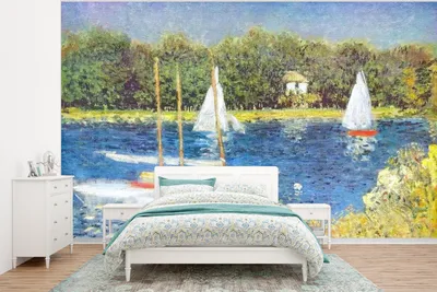 Produktbild von MuchoWow® Fototapete für Wohnzimmer oder Schlafzimmer Wandtapete Vinyl Motivtapete Die Seine bei argenteuil - Gemälde von Claude Monet - 320x240 cm - Tapeten