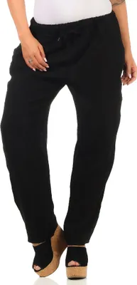 Produktbild von Mississhop 334 Damen Leinenhose Freizeithose 100% Leinen Hose elegante Stoffhose Schwarz S