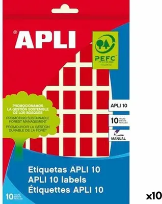 Obrázek produktu pro Samolepicí etikety Apli červený papír 8 listů 12 x 18 mm (10 kusů)