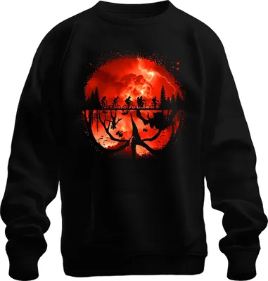 Immagine prodotto di Upside Down Kids on Bikes Monster Horror 80s Retro Unisex Felpa Pullover, Nero, M
