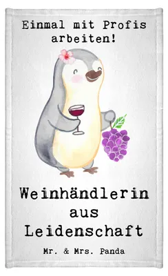 Produktbild von Mr. & Mrs. Panda Handtuch Weinhändlerin Leidenschaft - Weiß - Geschenk, badezimmer, gäste wc, baumwolle, Kleines, Gästetuch