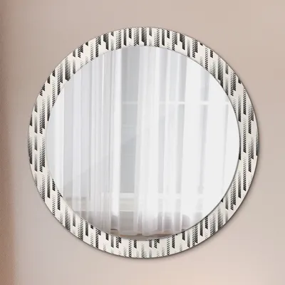 Produktbild von Modern Spiegel - Wandspiegel Design Wandmontage – Badspiegel mit Aufdruck - Rundspiegel - Streifen Muster - Runder: Ø90cm