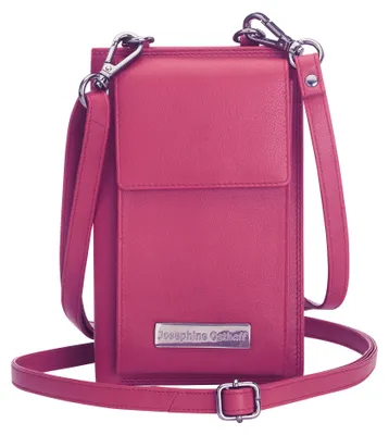 Produktbild von Josephine Osthoff Handy Umhängetasche mit Geldbörse, handgemacht aus 100% Echtleder, Clutch für Damen, RFID Schutz, Crossbody Schultergurt, 12 Kartenfächer