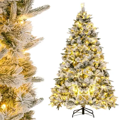 Produktbild von 180cm Künstlicher Weihnachtsbaum mit Beleuchtung & Schnee, mit 250 warmweißen LEDs, Tannenbaum mit 752 Zweige