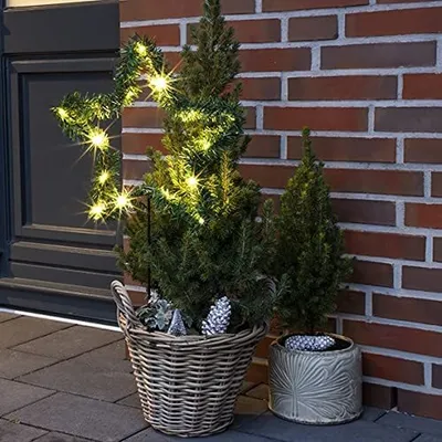Produktbild von 15 LED Metall Gartenstecker Weihnachtsbeleuchtung Weihnachtsstern warmweiß