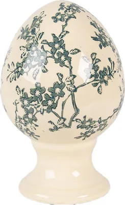 Image de Clayre & Eef Figurine de décoration Oeuf Ø 9x14 cm Jaune Céramique