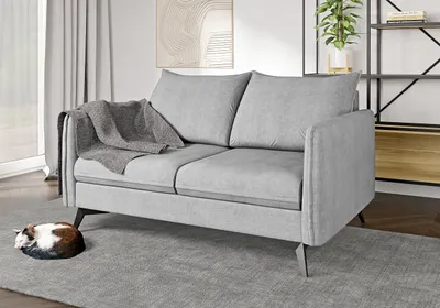 Produktbild von S-STYLE MÖBEL - Helix - Modernes Sofa 2-Sitzer mit Schwarz Metall Füßen aus Silber Luxusmicrofaser,  B/T/H: 138 cm/ 91 cm/ 86 cm