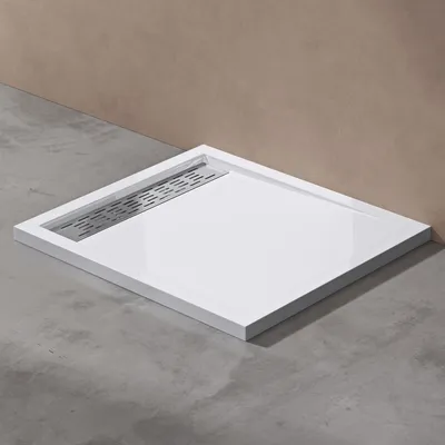 Image de doporro Receveur de Douche Blanc Bac à Douche Extra Plat Rectangulaire en Acrylique 90x100x5cm Design Xetro04