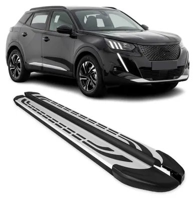 Image de Marchepieds Latéraux pédale pour Peugeot 2008 2020-2024 Aluminium Gris Noir 2x