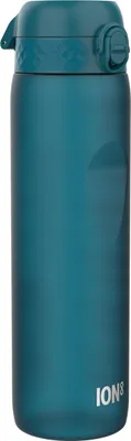 Produktbild von ION8 1 Liter Trinkflasche mit Zeitmarkierungen, Auslaufsicher, Einhandöffnung, Sichere Verriegelung, Spülmaschinenfest, BPA-frei, Tragegriff, Leicht zu Reinigen, Fitness, Motivator Tiefblaugrün – Evo,