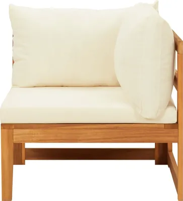 Produktbild von vidaXL Ecksofa mit Cremeweißen Kissen Massivholz Akazie
