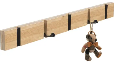 Produktbild von Garderobenständer aus Holz, faltbarer Wandgarderobenständer mit 5 verschiebbaren Haken für Mäntel, Hüte und Handtaschen (42 cm)