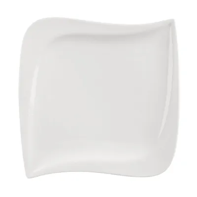 Produktbild von Weißer Porzellanteller - modernes Design, spülmaschinen- und mikrowellengeeignet.