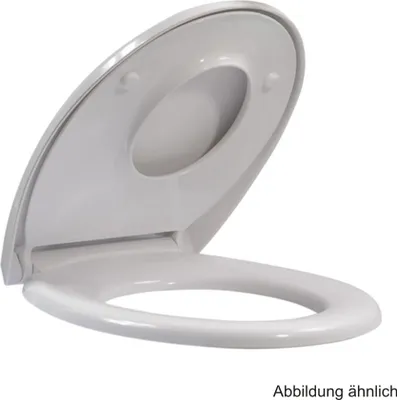 A white toilet seat with the lid open, shown from a diagonal angle against a white background.