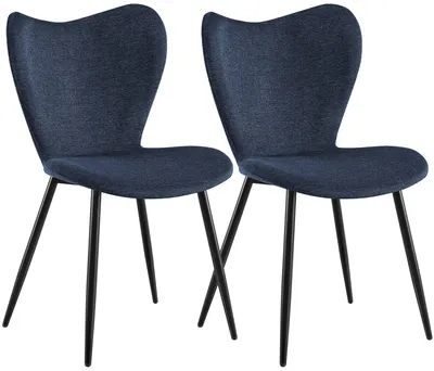 Produktbild von CLP 2er Set Esszimmerstühle Maika gepolstert mit Rückenlehnen belastbar bis 150 kg blau Material Stoff