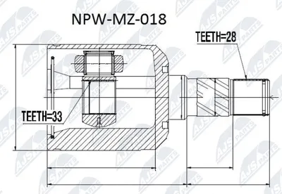 Produktbild von NTY Gelenksatz Antriebswelle Getriebeseitig Vorne Links für MAZDA 6 Station Wagon (GY) NPW-MZ-018