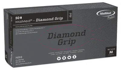 Produktbild von MaiMed-Diamond Grip schwarz, Gr. M, unsteril, pf Latexfreier Nitril-Handschuh, 50St./Box | Box (50 Stück)