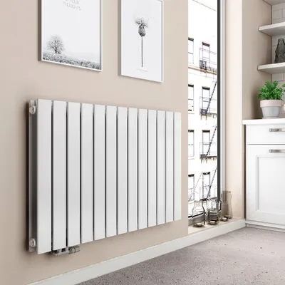 Zdjęcie produktu dla EMKE Poziomy grzejnik dekoracyjny płytowy 630x1000mm, płaskie dwuwarstwowe ogrzewanie z podłączeniem bocznym, 1343W, biały