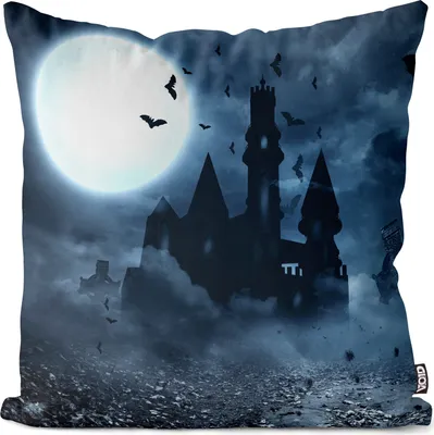Produktbild von VOID Dracula Schloss Mond Kissenbezug Kissenhülle Sofakissen Kissen Deko Outdoor-Kissen Dekokissen