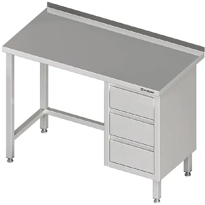 Productafbeelding van Werkbank zonder onderblad, 1600x700x850 mm, met 3 lades aan de rechterkant, zonder spatplaat, gelast
