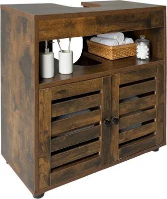 Imagen del producto de Mueble bajo lavabo con 3 compartimentos - MDF - 63 x 60 x 30 cm - Mueble para lavabo - Color marrón