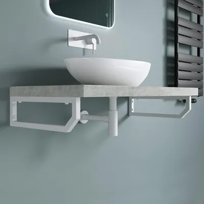 Immagine prodotto di doporro Supporto da Parete per Lavandino48x2,5x15cm, Reggimensola Mensola Porta-Asciugamani WH03 in Acciaio Inossidabile, Bianco
