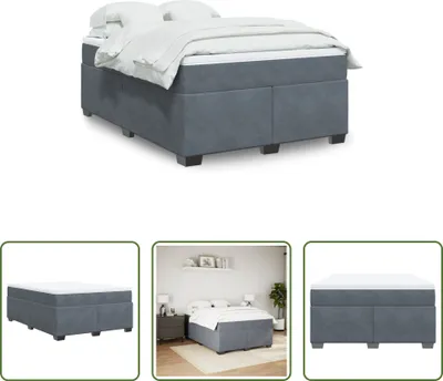 Produktbild von The Living Store Boxspringbett mit Matratze Dunkelgrau 140x190 cm Samt