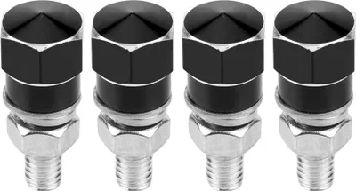 Image de 4 vis universelles pour plaque d'immatriculation, adaptées aux motos (noires)